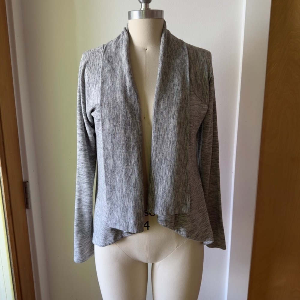 Athleta Size XS Nirvana Open Wrap Heather Grey Cardigan Shawl Sweater-Soft Modal
